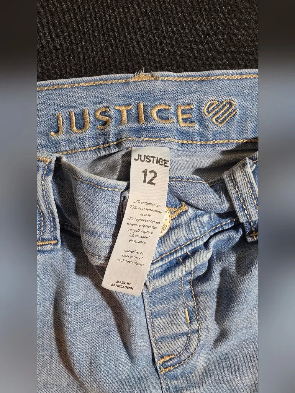 Justice Lightwash Frayed Denim, 5-Pocket Jeans Girls (10)